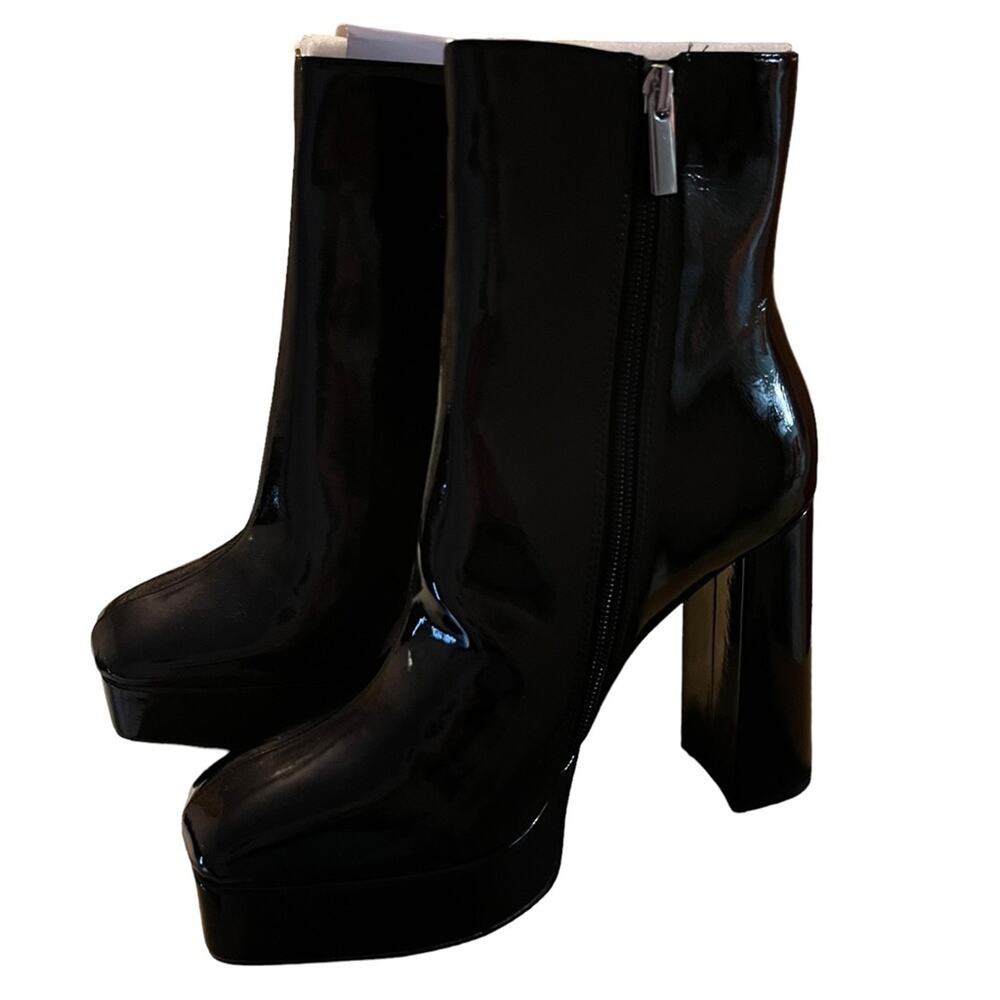 Steve Madden Platform Boots New In Box 9.5 Black Patent Y2K Goth Bratz Baddie - Picture 3 of 8